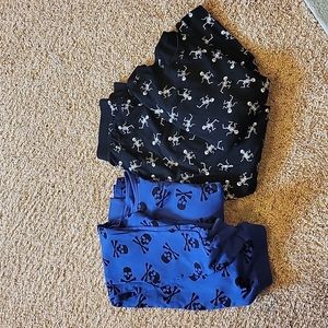 2 Leveret Men's Skulls Pajamas Sets Size Med
